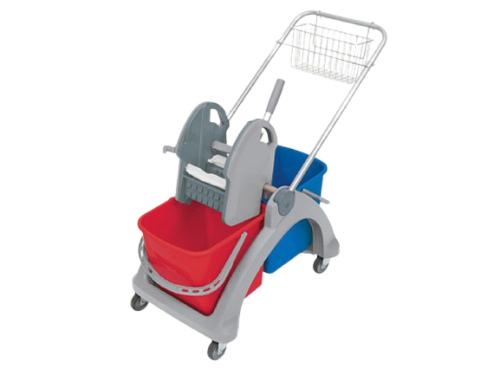Wózek do sprzątania z tworzywa sztucznego 02.25. Splast TS-0009 czerwono/niebieski